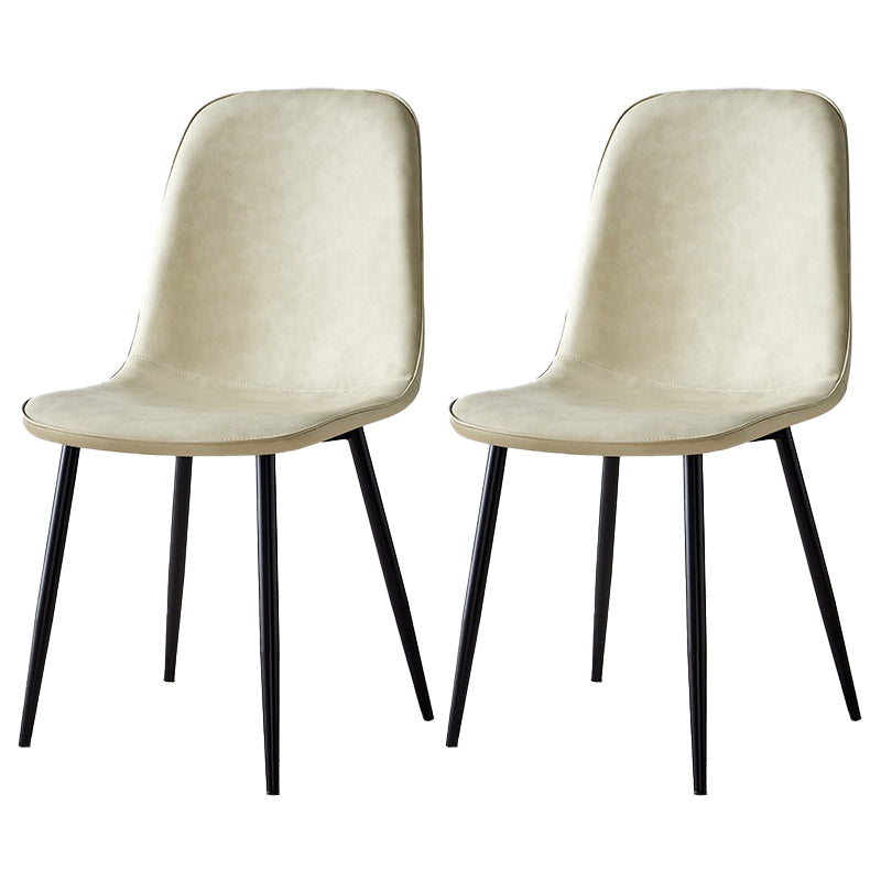 Silla lateral casera escandinava Silla de comedor tapizada con respaldo sólido de metal