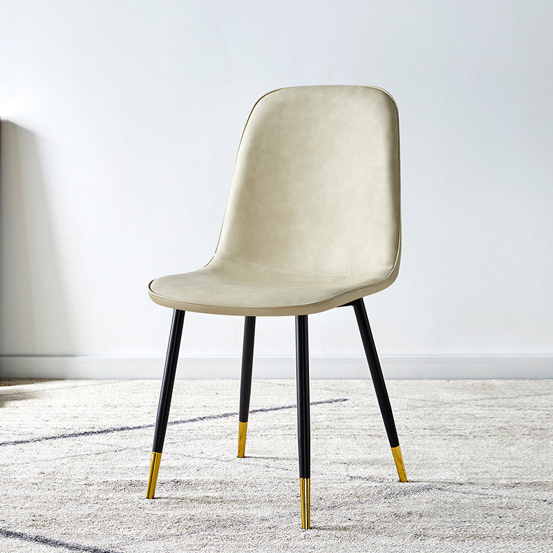 Silla lateral casera escandinava Silla de comedor tapizada con respaldo sólido de metal