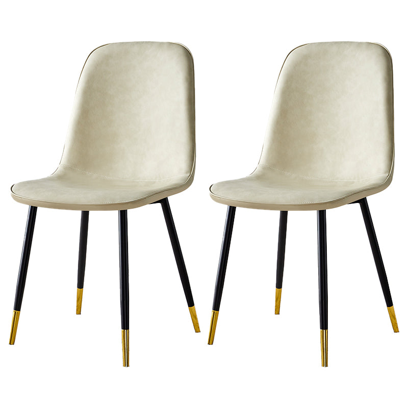 Silla lateral casera escandinava Silla de comedor tapizada con respaldo sólido de metal