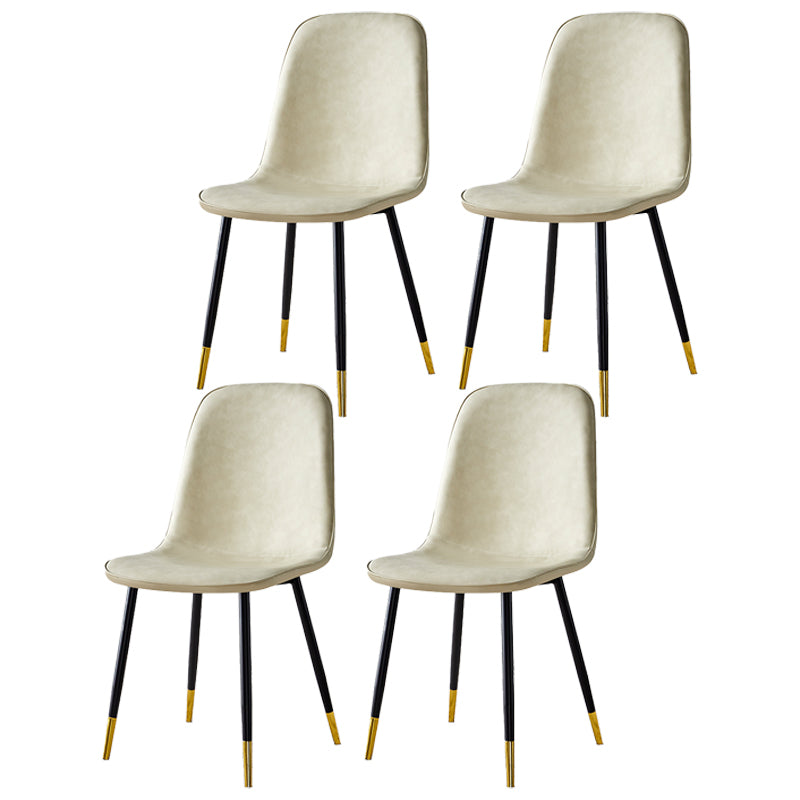 Silla lateral casera escandinava Silla de comedor tapizada con respaldo sólido de metal