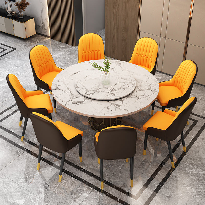 Silla lateral casera escandinava Silla de comedor con respaldo sólido tapizada de metal