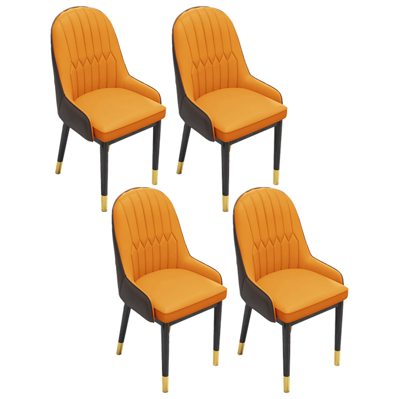 Silla lateral casera escandinava Silla de comedor con respaldo sólido tapizada de metal