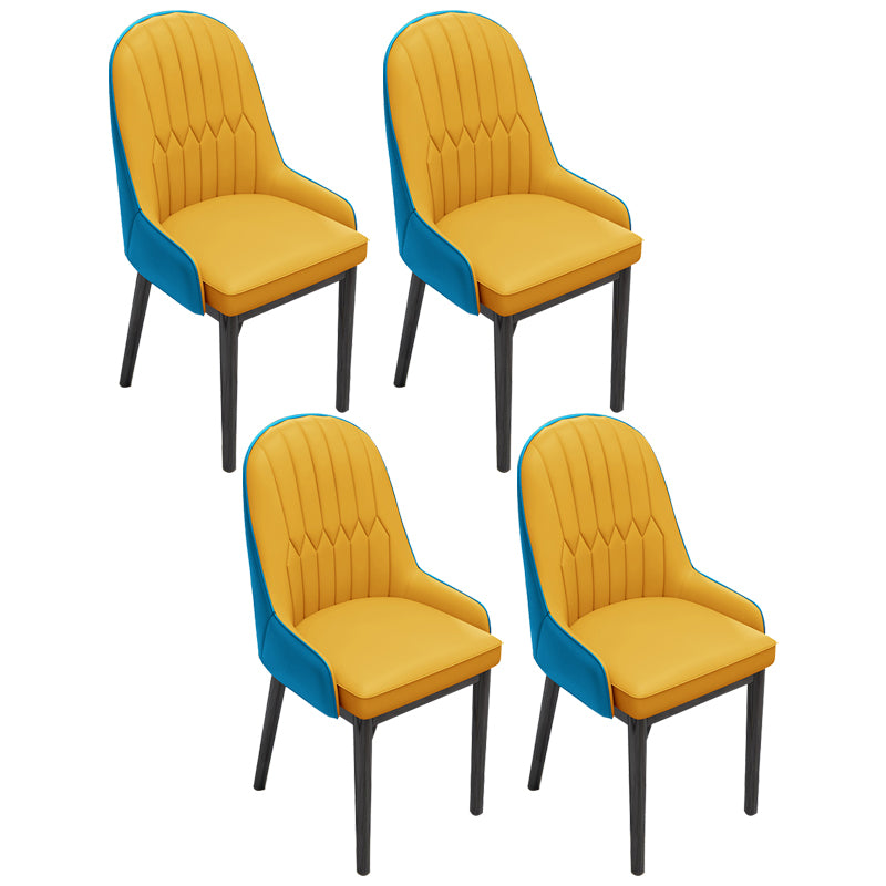 Silla lateral casera escandinava Silla de comedor con respaldo sólido tapizada de metal