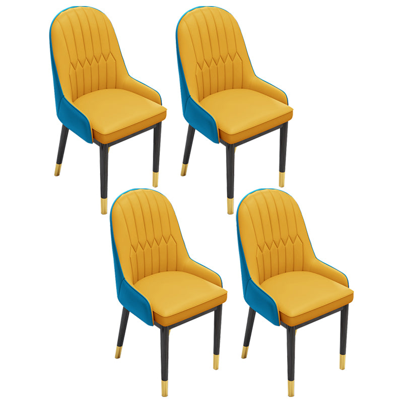 Silla lateral casera escandinava Silla de comedor con respaldo sólido tapizada de metal