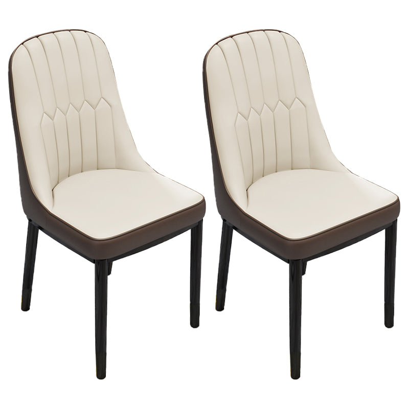 Silla lateral casera escandinava Silla de comedor con respaldo sólido tapizada de metal