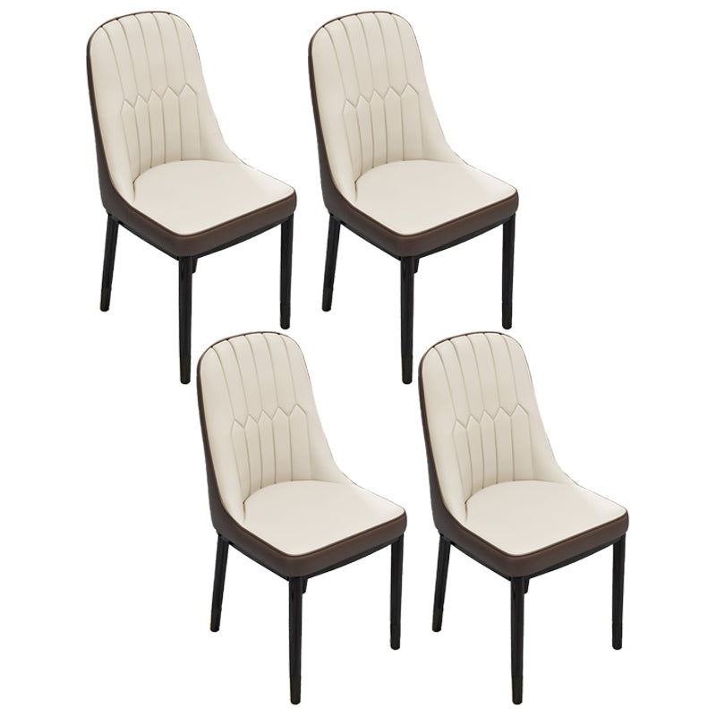 Silla lateral casera escandinava Silla de comedor con respaldo sólido tapizada de metal