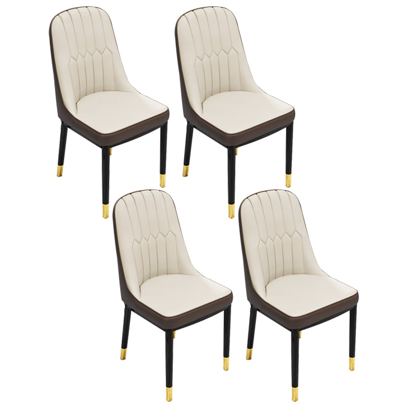 Silla lateral casera escandinava Silla de comedor con respaldo sólido tapizada de metal