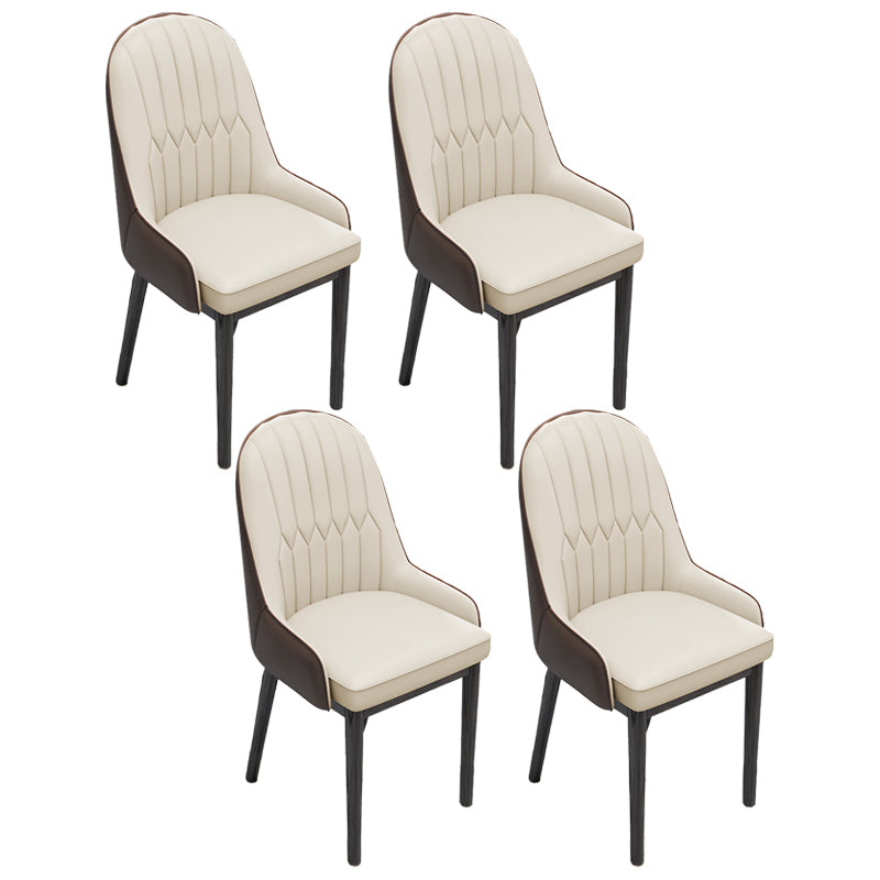 Silla lateral casera escandinava Silla de comedor con respaldo sólido tapizada de metal