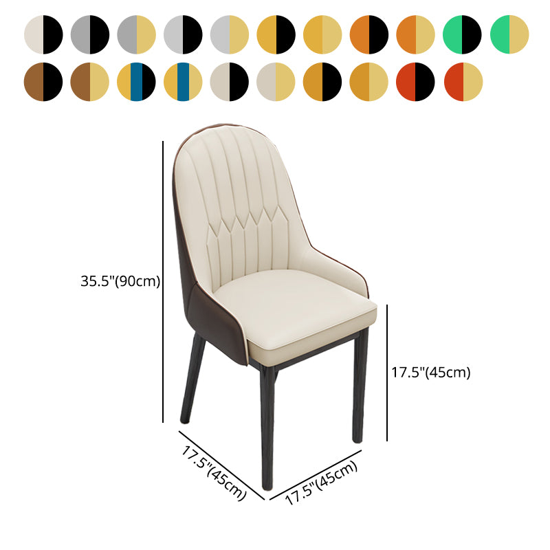 Silla lateral casera escandinava Silla de comedor con respaldo sólido tapizada de metal