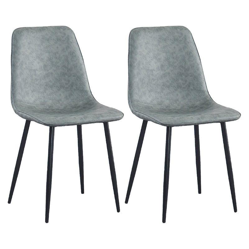 Chaises de salle à manger contemporaines en métal sans accoudoirs en cuir PU (Ensemble de 2)