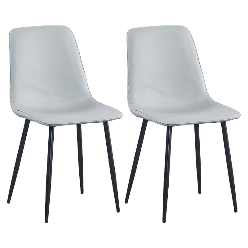 Chaises de salle à manger contemporaines en métal sans accoudoirs en cuir PU (Ensemble de 2)