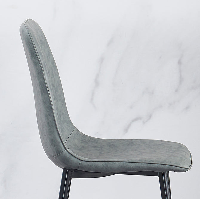 Chaises de salle à manger contemporaines en métal sans accoudoirs en cuir PU (Ensemble de 2)