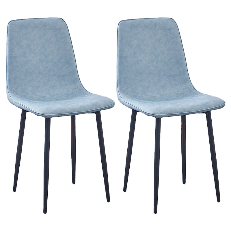Chaises de salle à manger contemporaines en métal sans accoudoirs en cuir PU (Ensemble de 2)