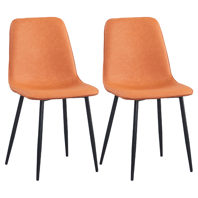 Chaises de salle à manger contemporaines en métal sans accoudoirs en cuir PU (Ensemble de 2)