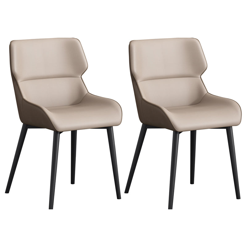 Sillas de comedor de metal contemporáneas con respaldo Parsons para uso doméstico (juego de 2)
