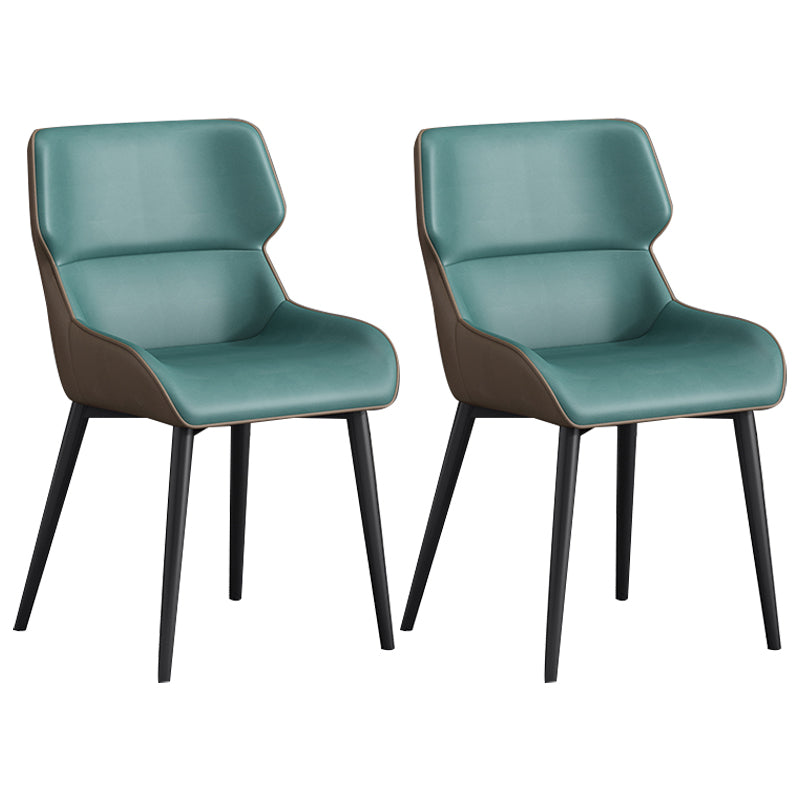 Fauteuils de salle à manger contemporains en métal, chaise Parsons à oreilles pour usage domestique (Ensemble de 2)