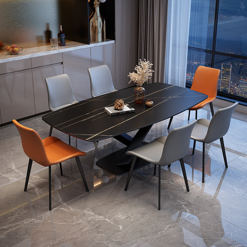 Rechthoekige luxe eettafel Vierkleurige vaste tafel met gesinterde steen