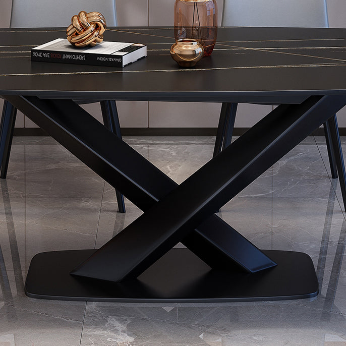 Rechthoekige luxe eettafel Vierkleurige vaste tafel met gesinterde steen