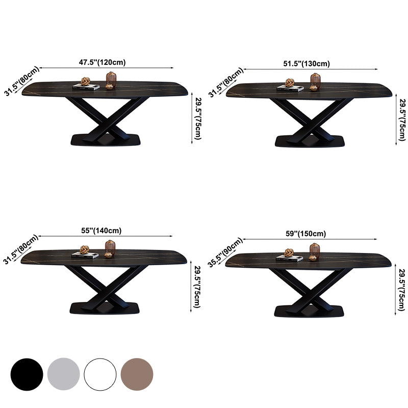 Rechthoekige luxe eettafel Vierkleurige vaste tafel met gesinterde steen