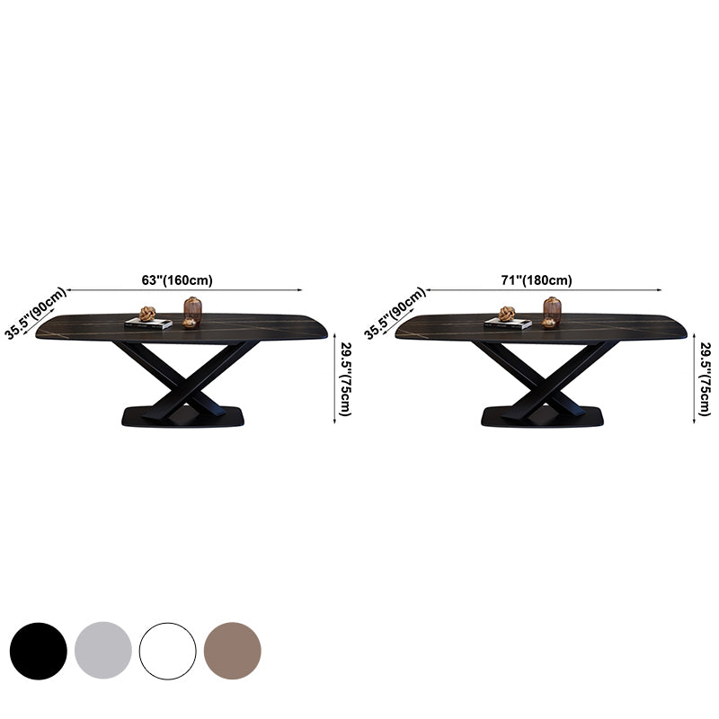 Rechthoekige luxe eettafel Vierkleurige vaste tafel met gesinterde steen