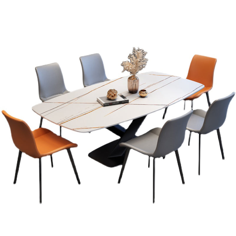 Rechthoekige luxe eettafel Vierkleurige vaste tafel met gesinterde steen