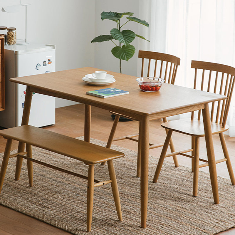 Mesa de comedor de madera maciza rectángulo Mesa interior de cocina moderna con 4 patas