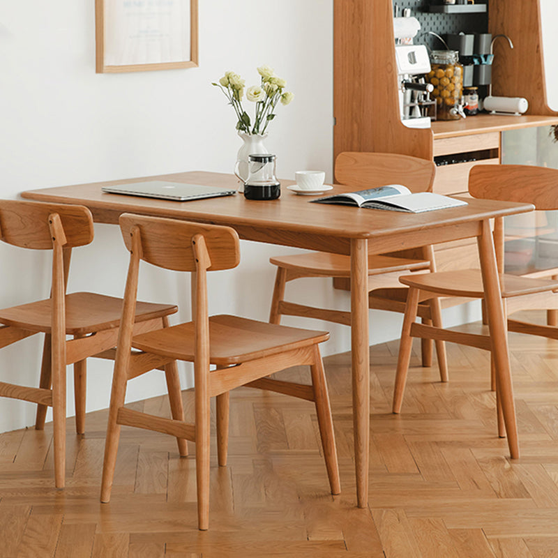 Mesa de comedor de madera maciza rectángulo Mesa interior de cocina moderna con 4 patas