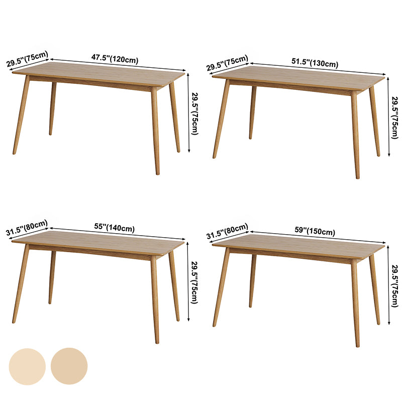 Mesa de comedor de madera maciza rectángulo Mesa interior de cocina moderna con 4 patas