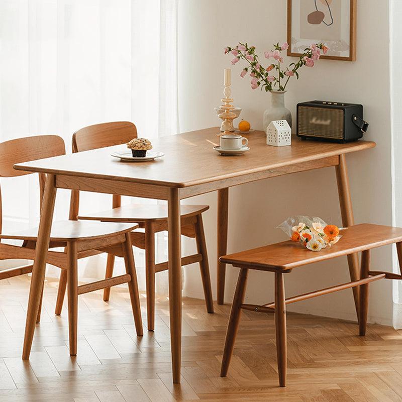 Mesa de comedor de madera maciza rectángulo Mesa interior de cocina moderna con 4 patas