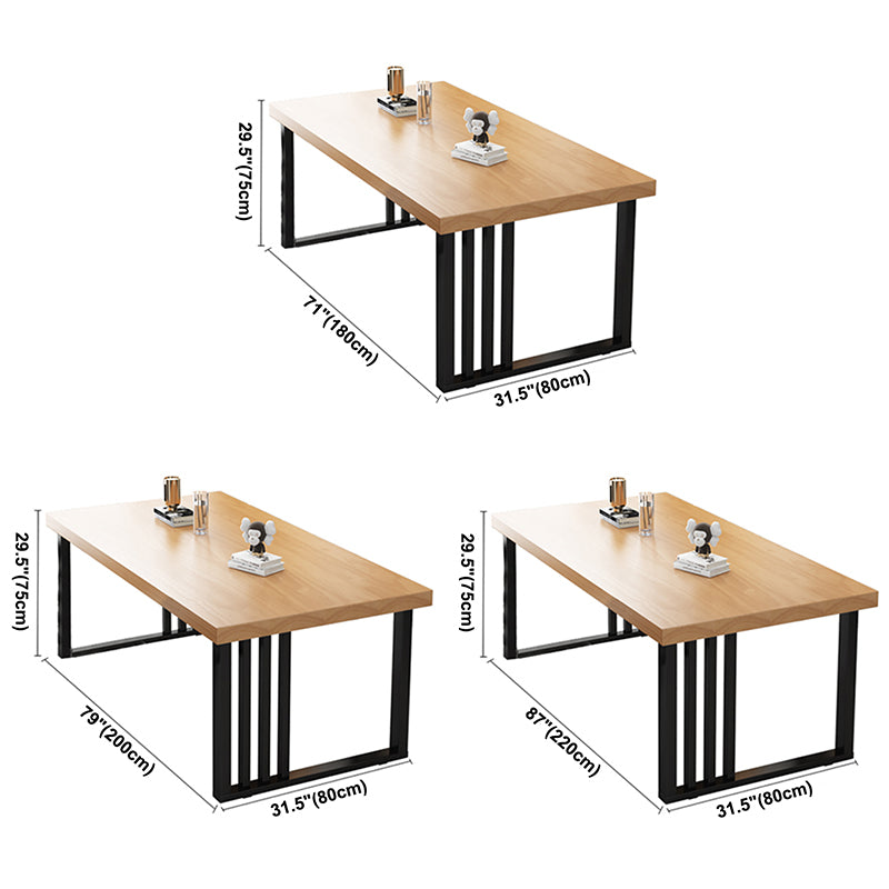 Industrial Rectangle Sled Base Furniture Solid Wood Dining Table for Home