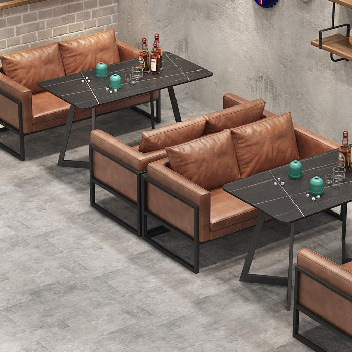Metal Industrial Rectangle Indoor Table Sintered Stone Table for Kitchen and Dining Room