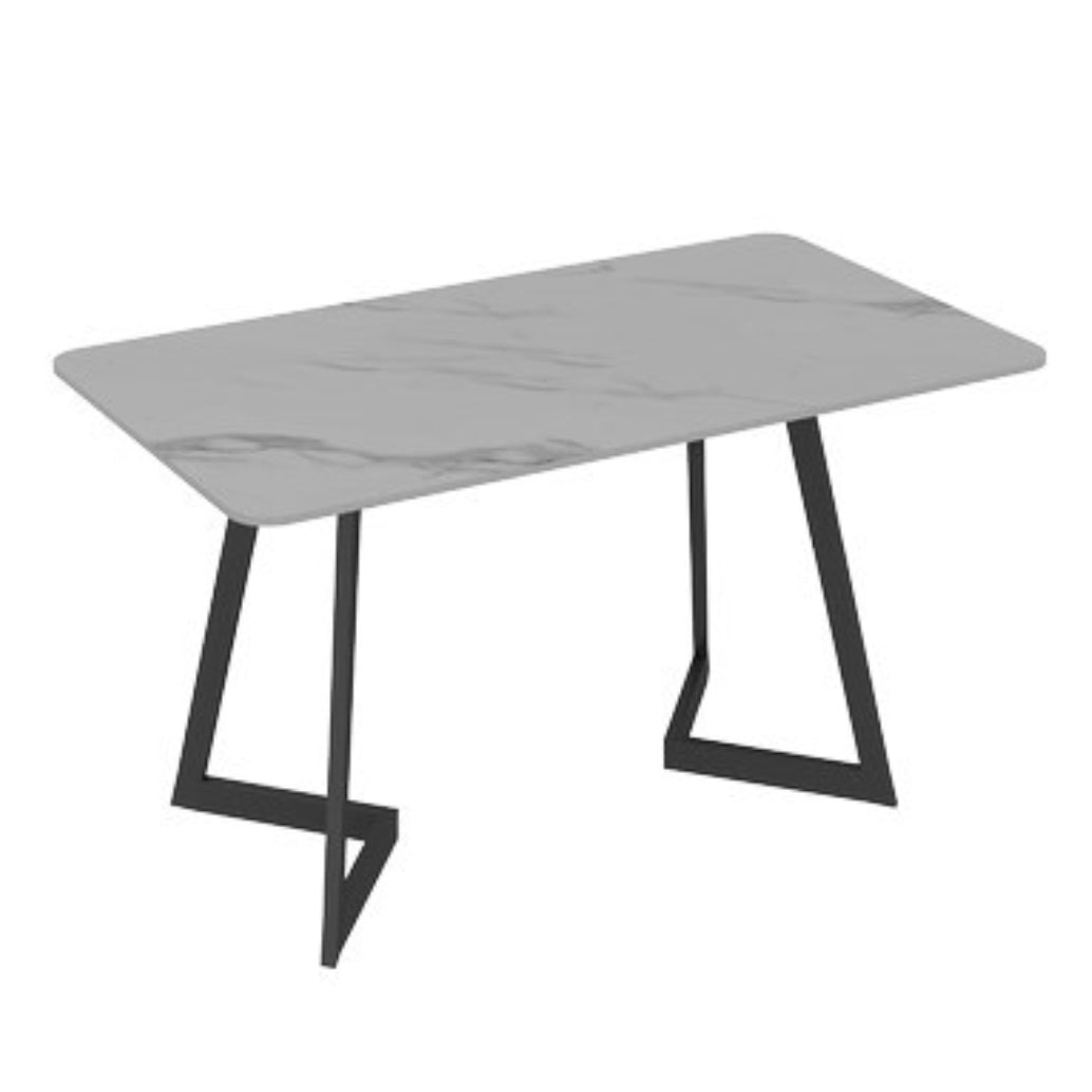 Metal Industrial Rectangle Indoor Table Sintered Stone Table for Kitchen and Dining Room