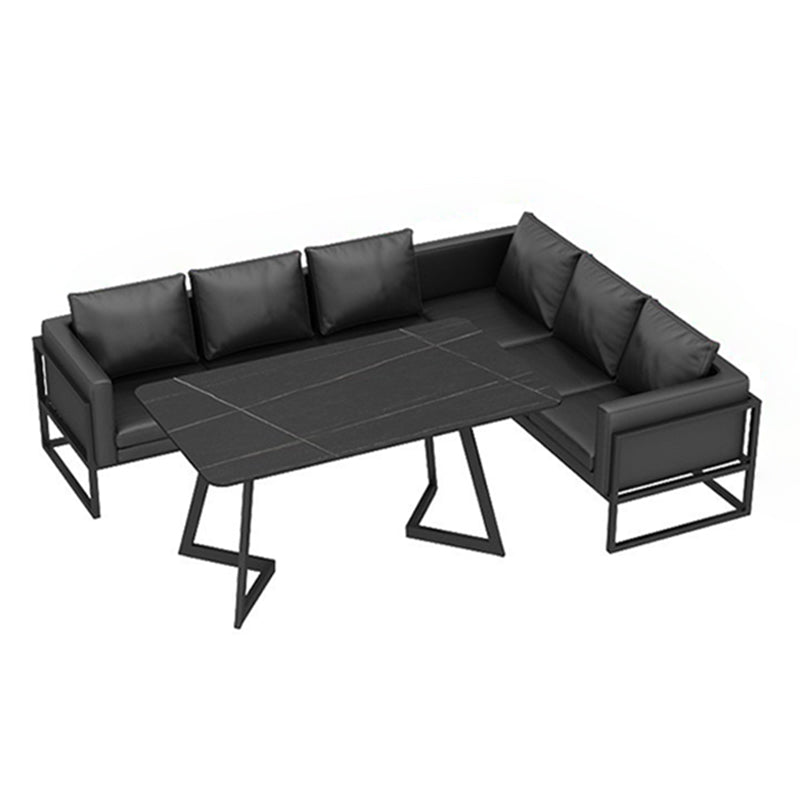 Metal Industrial Rectangle Indoor Table Sintered Stone Table for Kitchen and Dining Room