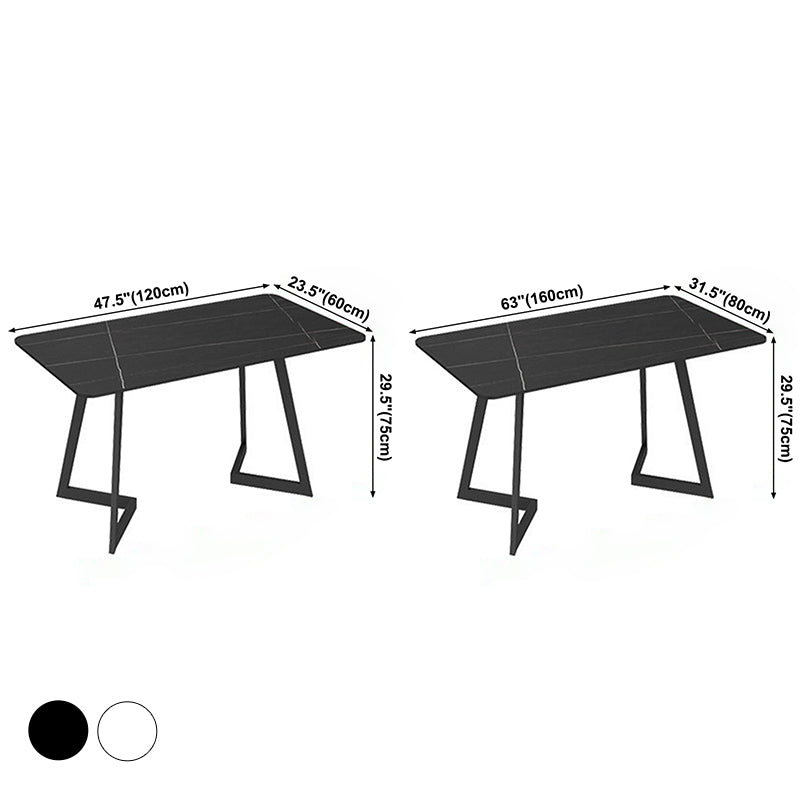Metal Industrial Rectangle Indoor Table Sintered Stone Table for Kitchen and Dining Room