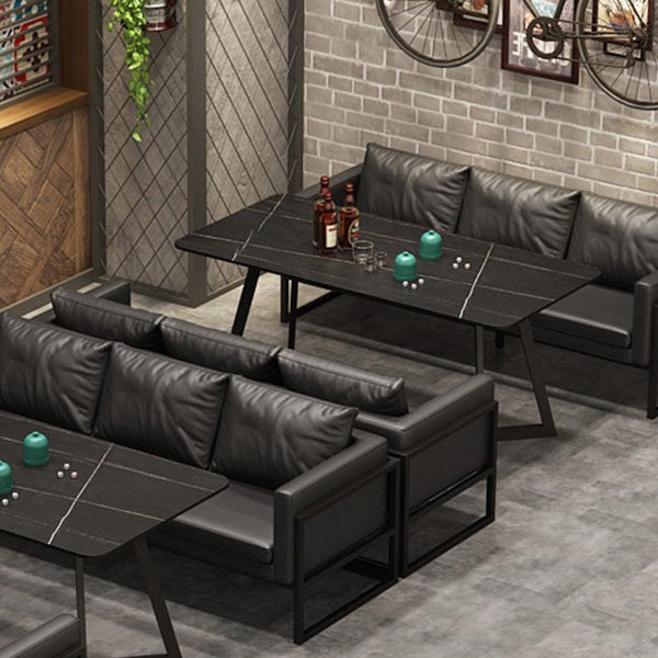 Metal Industrial Rectangle Indoor Table Sintered Stone Table for Kitchen and Dining Room
