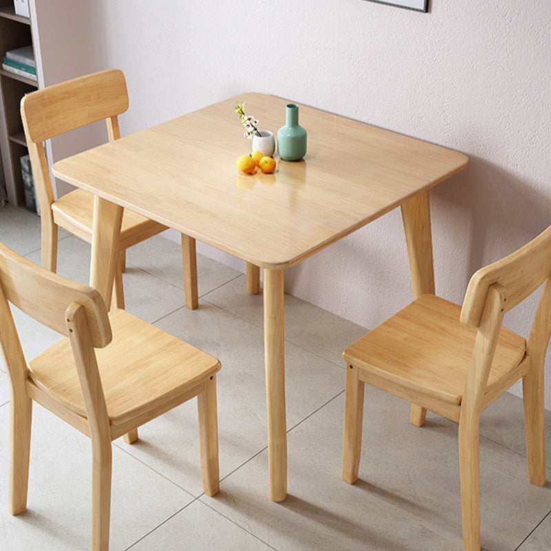 Square 4 Legs Industrial Dining Table Wood Color Fixed Table of Solid Wood