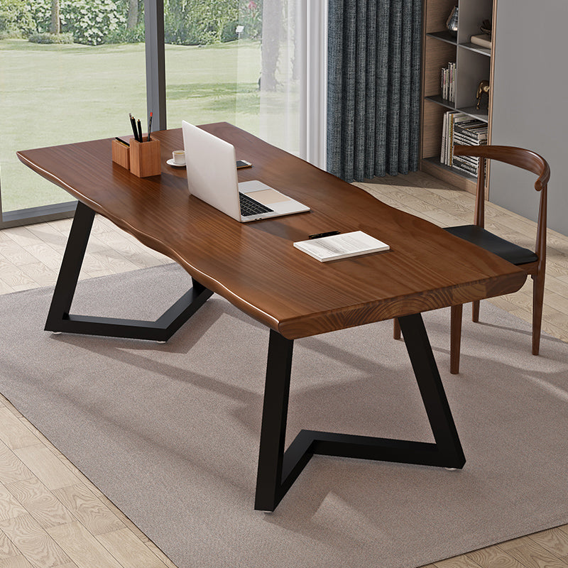 Mesa de comedor industrial de doble pedestal de rectángulo Mesa de madera de madera sólida