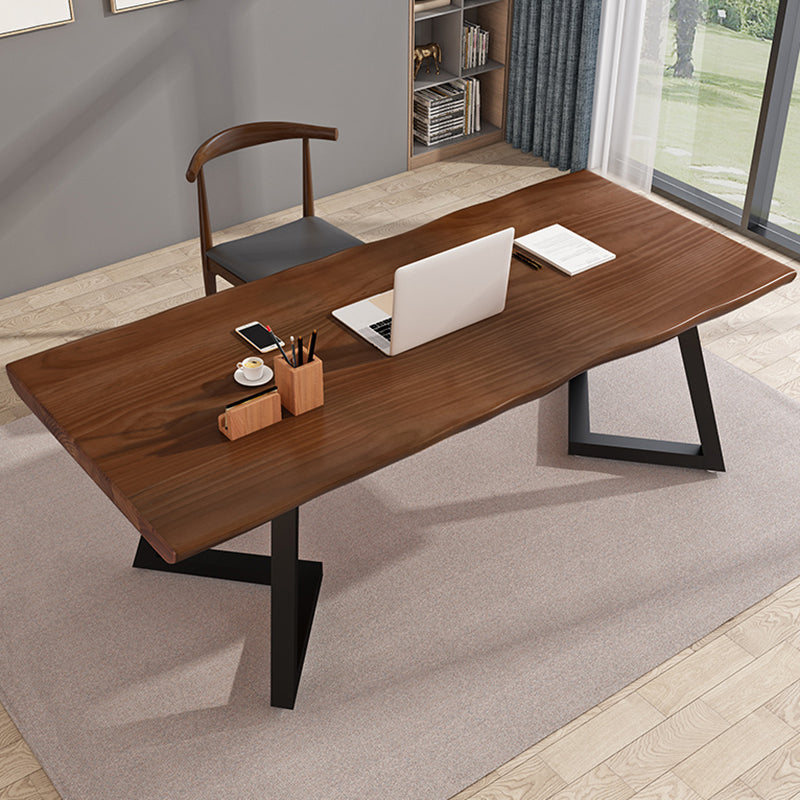 Mesa de comedor industrial de doble pedestal de rectángulo Mesa de madera de madera sólida