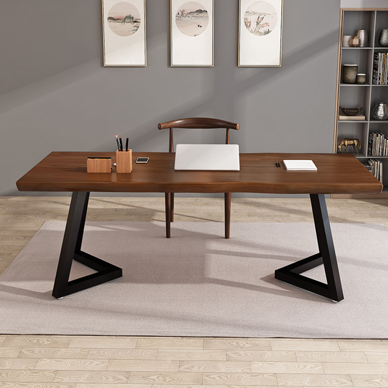 Mesa de comedor industrial de doble pedestal de rectángulo Mesa de madera de madera sólida