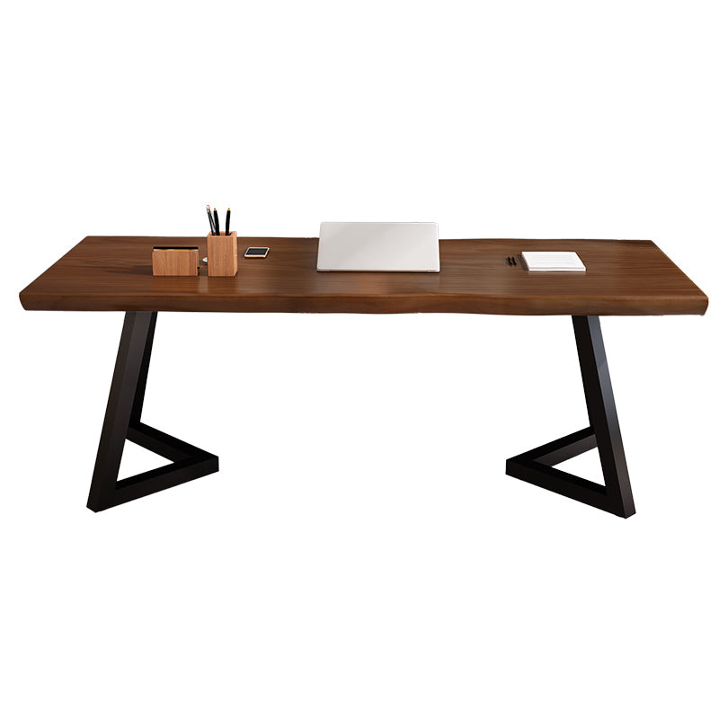 Mesa de comedor industrial de doble pedestal de rectángulo Mesa de madera de madera sólida