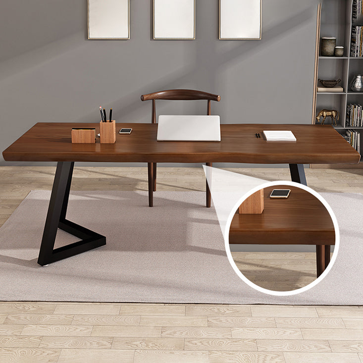 Mesa de comedor industrial de doble pedestal de rectángulo Mesa de madera de madera sólida