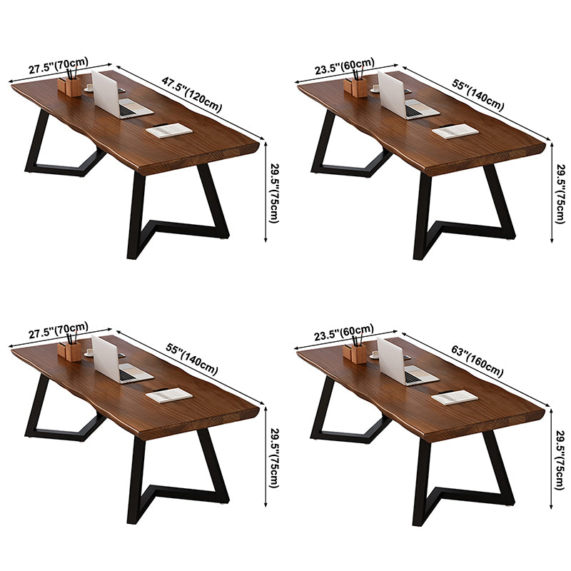 Mesa de comedor industrial de doble pedestal de rectángulo Mesa de madera de madera sólida