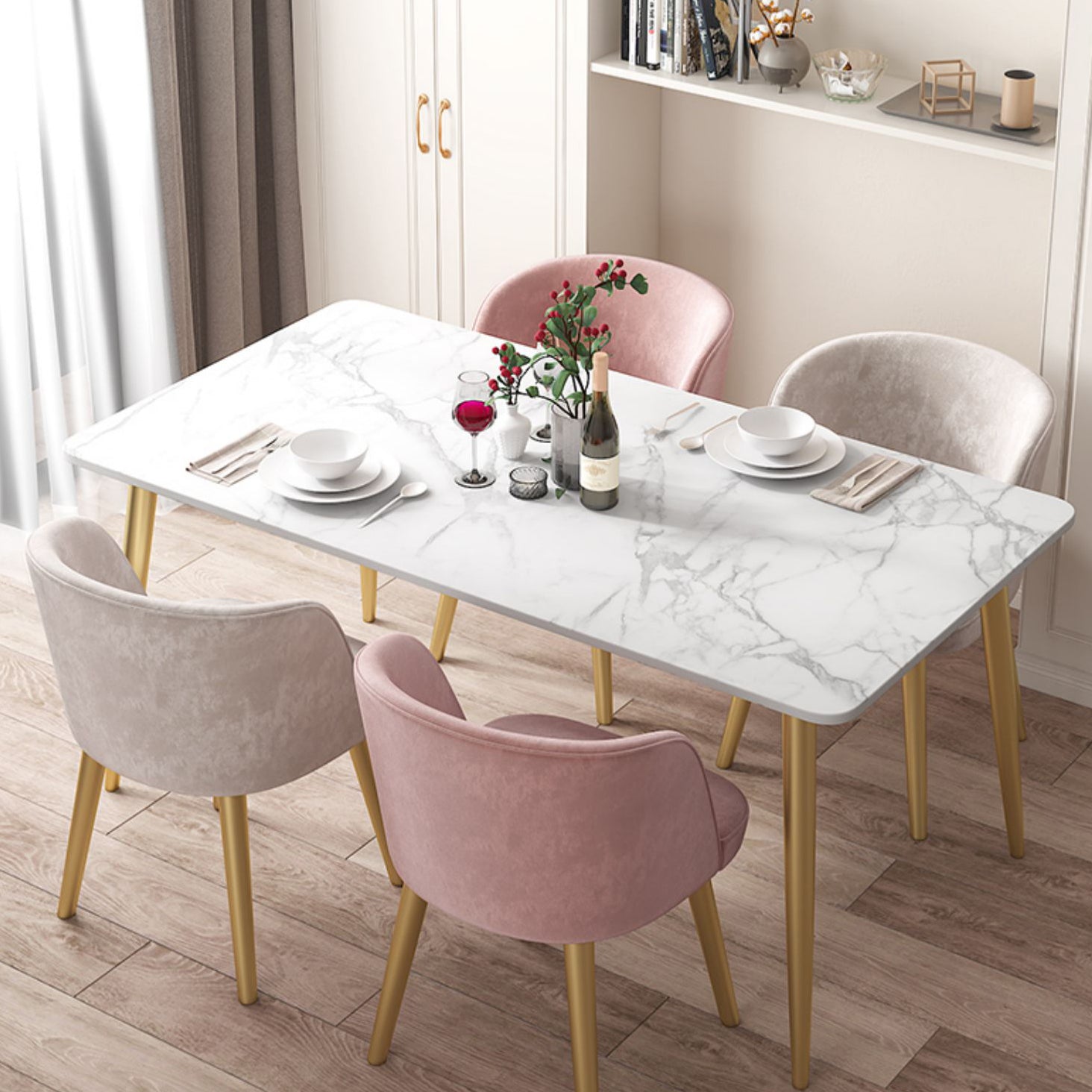 Calco della sala da pranzo tradizionale del rettangolo di 4 piedi di 4 piedi Collezione da pranzo in pietra