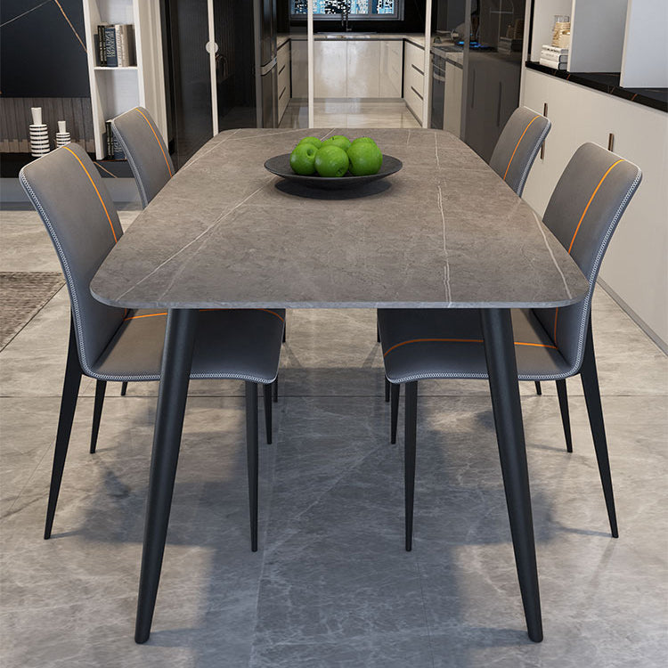 Simplicity Style Sintered Stone Dining Table 4 Legs Carbon Steel Base Rectangle Table for Home