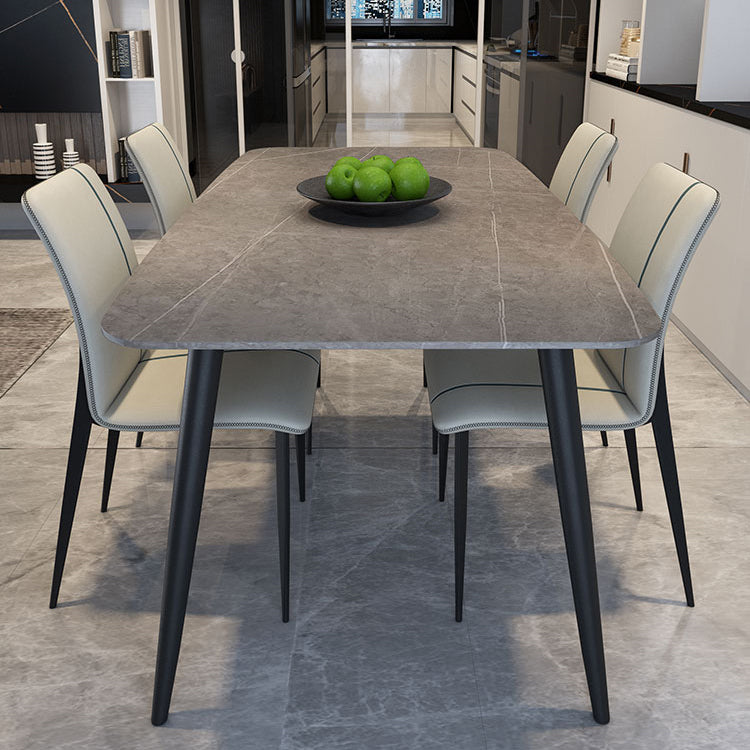 Simplicity Style Sintered Stone Dining Table 4 Legs Carbon Steel Base Rectangle Table for Home