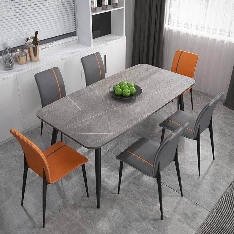 Simplicity Style Sintered Stone Dining Table 4 Legs Carbon Steel Base Rectangle Table for Home