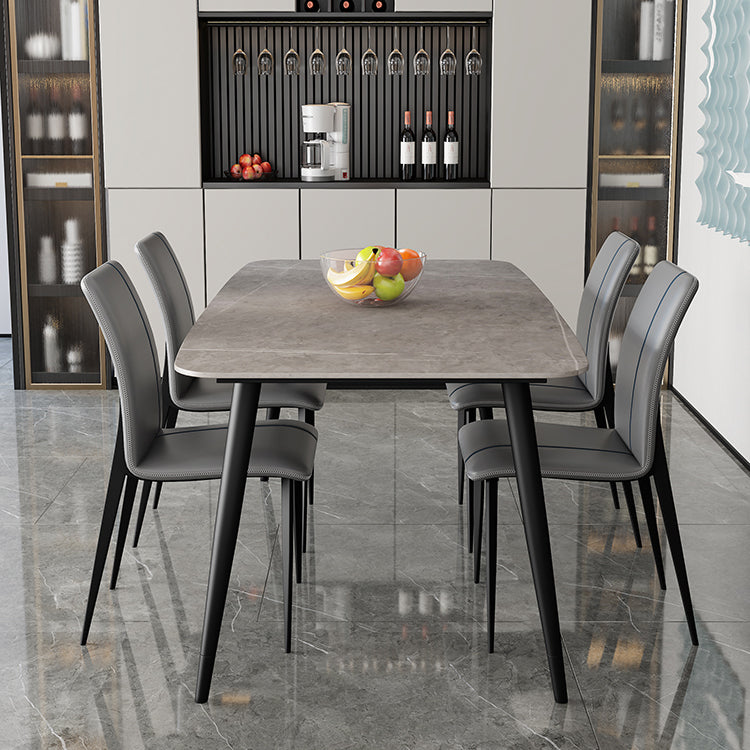 Simplicity Style Sintered Stone Dining Table 4 Legs Carbon Steel Base Rectangle Table for Home