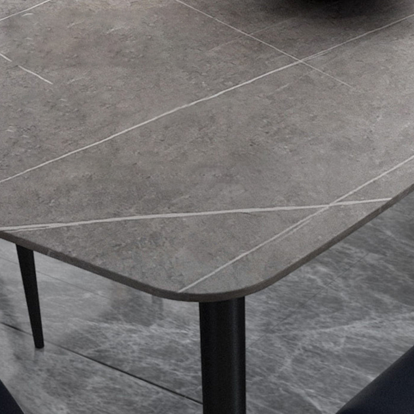 Simplicity Style Sintered Stone Dining Table 4 Legs Carbon Steel Base Rectangle Table for Home
