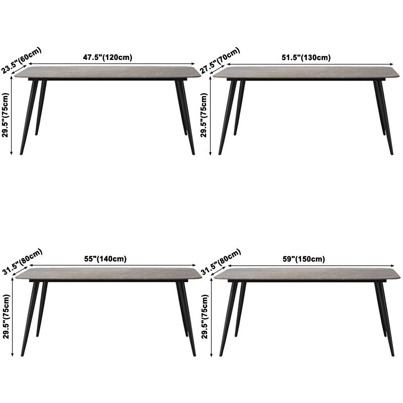 Simplicity Style Sintered Stone Dining Table 4 Legs Carbon Steel Base Rectangle Table for Home
