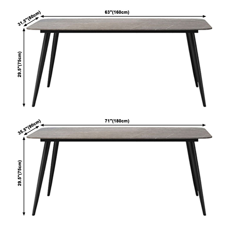 Simplicity Style Sintered Stone Dining Table 4 Legs Carbon Steel Base Rectangle Table for Home